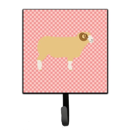 Jensendistributionservices Horned Dorset Sheep Pink Check Leash or Key Holder MI1711755